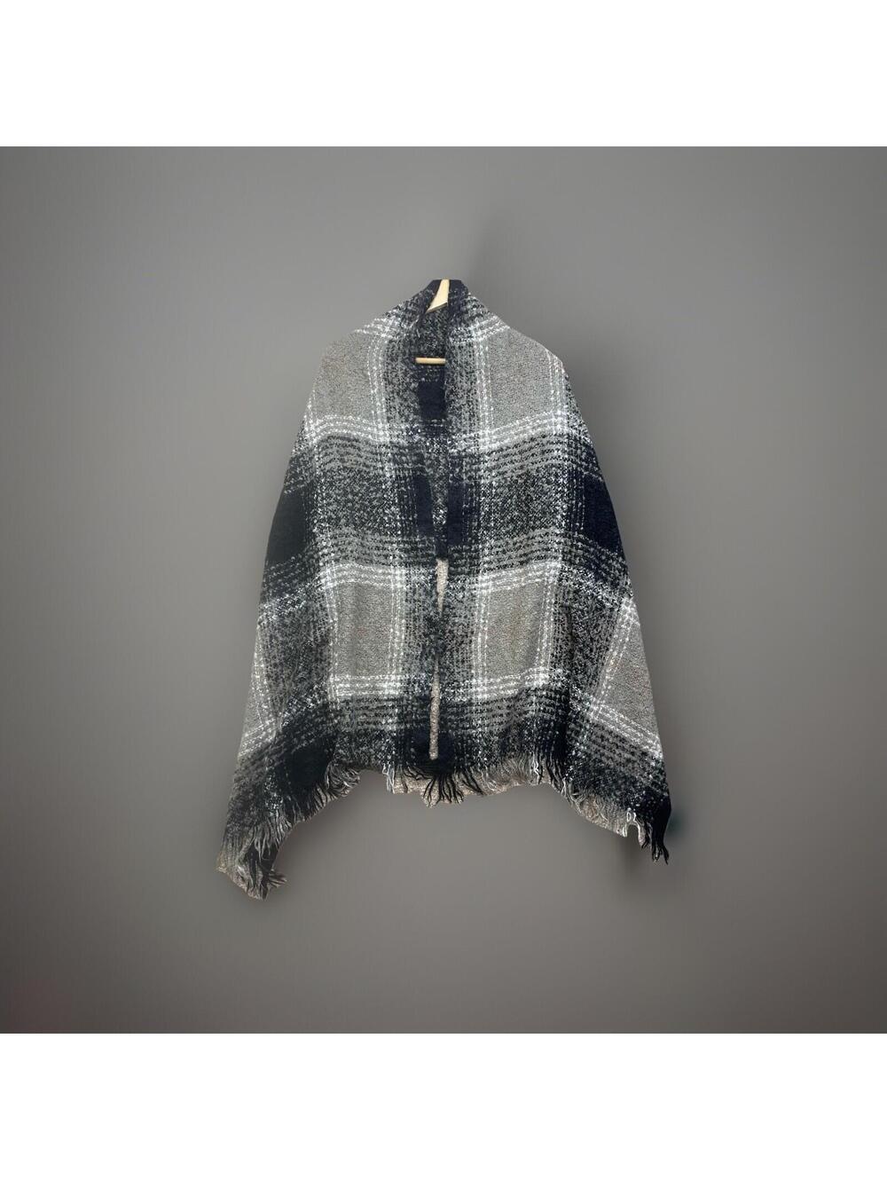 Vintage Jeanne Delahaye Mohair Wool  Shawl Wrap Boho‎ Brown Black